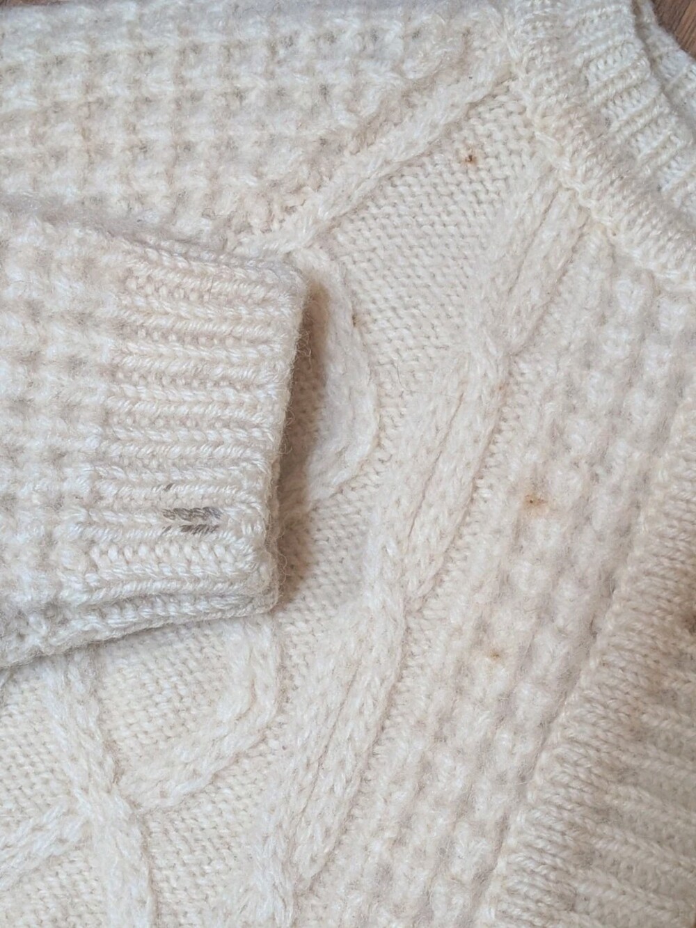 Standun Pure Irish Wool Fisherman Sweater Women's Medium (44) Cream Cable Knit - Picture 10 of 11